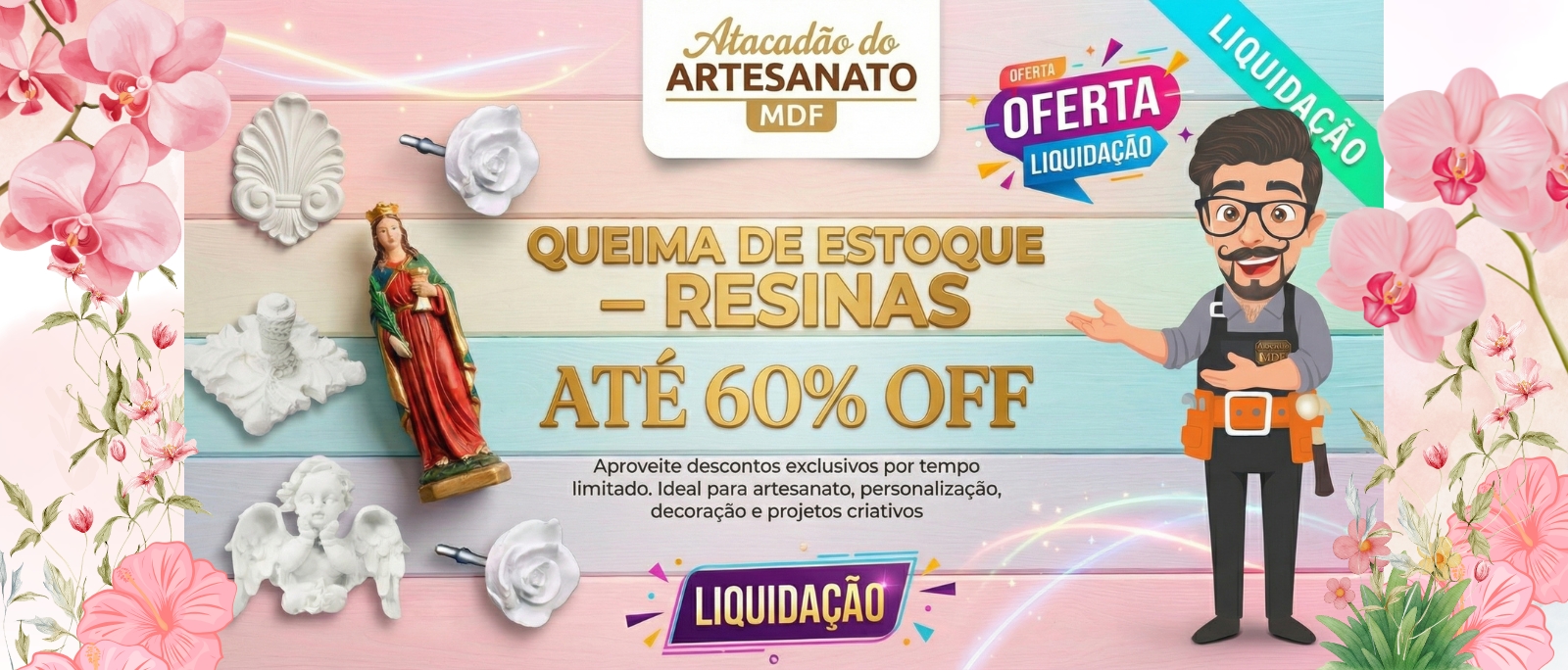 banner queima de estoque resinas